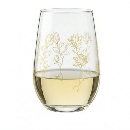 Golden Floral Stemless Wine Glass 13oz / 370ml - 6pk
