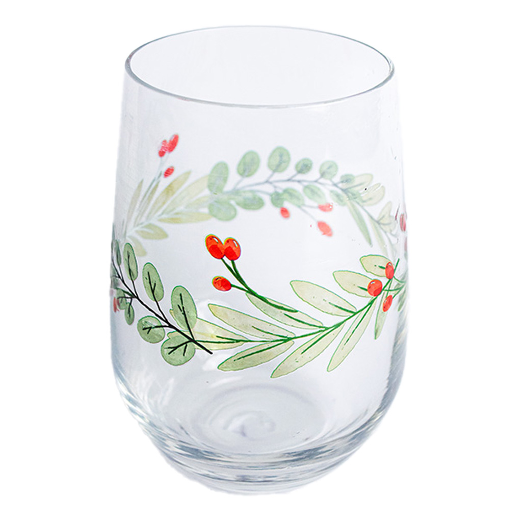 8311HW_Basic White _Holly Wreath Wrap Print zoom