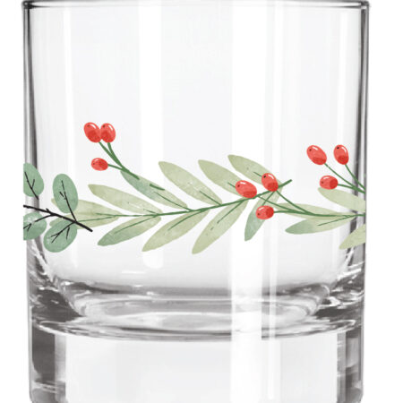 Holly Wreath Rock Glass 10.25oz / 290ml - 6pk