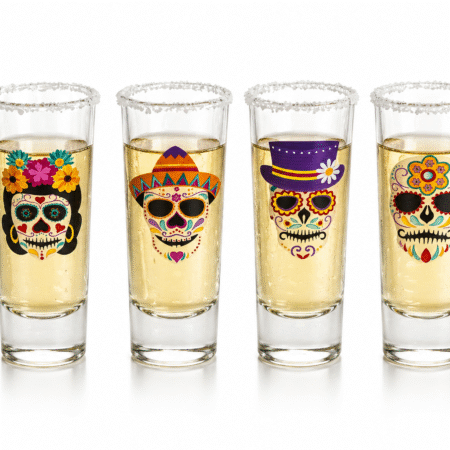 Calavera Sugar Skull Shot Glass Set - 4pk