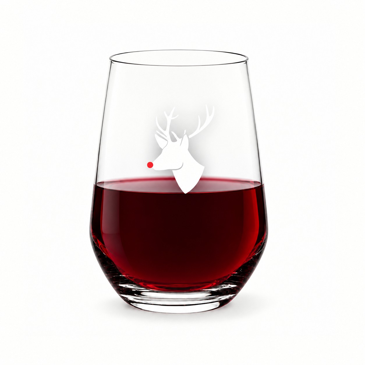 8311RH_Filled_Reindeer Head Stemless Glass